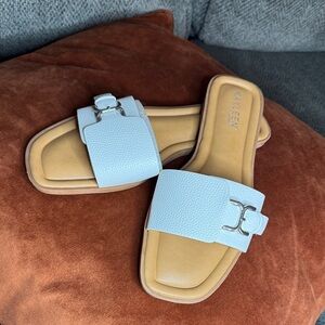 KAYLEEN By Los Angeles Light Blue Slide Sandals